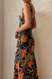 Chic V Neck Deschamps Print Maxi Cami Dress