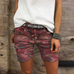 Camilladress Elastic Waist Buttons Skinny Camo Shorts