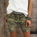 Camilladress Elastic Waist Buttons Skinny Camo Shorts