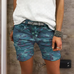 Camilladress Elastic Waist Buttons Skinny Camo Shorts