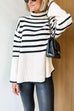 Camilladress Turtleneck Side Split Striped Sweater