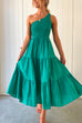 Camilladress One Shoulder Sleeveless Smocked Ruffle Tiered Maxi Dress