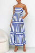 Camilladress Spaghetti Strap Tiered Color Block Striped Maxi Dress