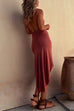 Camilladress Halter Cowl Neck Backless High Low Hem Dress