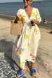 Camilladress V Neck Button Down Tropic Print Sun-kissed Maxi Holiday Dress