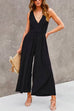 Camilladress Deep V Neck Wide Leg Pockets Sleeveless Jumpsuit