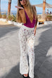 Camilladress Elastic Waist Bell Bottoms Lace Hollow Out Pants