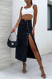 Camilladress Button Down Slit Midi Denim Skirt