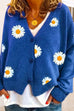 Camilladress V Neck Button Up Daisy Embroidery Sweater Cardigan