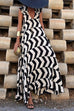 V Neck Cap Sleeves Printed A-line Maxi Vacation Dress