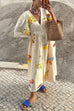 Camilladress V Neck Button Down Tropic Print Sun-kissed Maxi Holiday Dress