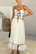 Camilladress Spaghetti Strap Frill Trim Tie Bow Maxi Dress