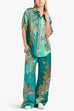 Camilladress Roll Up Short Sleeves Shirt and Wide Leg Pants Printed Satin Set