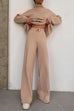 Camilladress Turtleneck Long Sleeves Pullover Drawstring Waist Wide Leg Pants Set