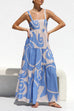 Camilladress Adjustable Strap Waisted Soleil Print Ruffle Maxi Dress