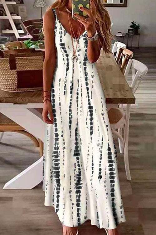 Camilladress V Neck Tie Dye Swing Maxi Cami Dress