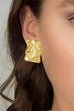 Camilladress Textured Gold Rectangle Stud Earrings