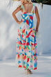 Camilladress Bow Shoulder Ruffle Tiered Printed Flowy Maxi Cami Dress