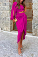 Camilladress One Shoulder Long Sleeve Cut Out Waist Ruched Satin Dress