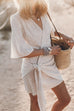 Camilladress V Neck Tie Knot Cotton Linen Wrap Mini Dress