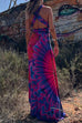 Camilladress V Neck Criss Cross Backless Tie Dye Maxi A-line Dress