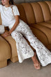 Camilladress Elastic Waist Bell Bottoms Lace Hollow Out Pants