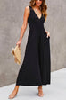 Camilladress Deep V Neck Wide Leg Pockets Sleeveless Jumpsuit