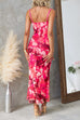 Spaghetti Strap Floral Print Bodycon Maxi Dress