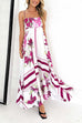 Camilladress Spaghetti Strap High Waist Floral Print Swing Maxi Vacation Dress