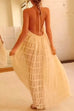 Camilladress Halter Backless Ruffle Trim Swing Maxi Beach Cover Up Dress