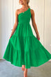 Camilladress One Shoulder Sleeveless Smocked Ruffle Tiered Maxi Dress