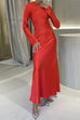 Camilladress Round Neck Long Sleeves Satin Maxi Party Dress