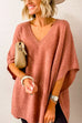 Chicest V Neck Loose Fit Solid Poncho Sweater