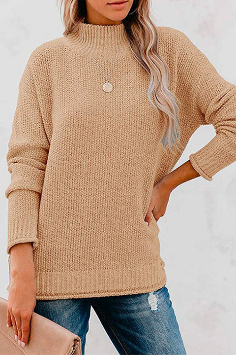 Camilladress Fall Solid Mockneck Drop Shoulder Sweater