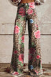 Camilladress Leopard Floral Print Wide Leg Pocketed Pants