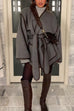 Camilladress Open Front Pocketed Splice Coat with Belt