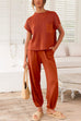 Camilladress Short Sleeves Ribbed Knit Pullover Ruched Harem Pants Set