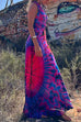 Camilladress V Neck Criss Cross Backless Tie Dye Maxi A-line Dress