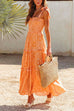 Camilladress Bow Knot Shoulder Frilled Ruffle Tiered Printed Maxi holiday Dress