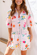 Camilladress Short Sleeves Button Up Wide Leg Printed Romper