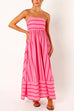 Camilladress High Waist Back Cut Out Striped Maxi Cami Dress