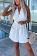 Camilladress Deep V Neck Knot Waist Wide Leg Sleeveless Shorts Romper