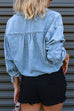 Camilladress Long Sleeves Drawstring Hem Cropped Denim Shirt