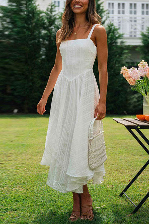 Camilladress White Sleeveless Irregular Cami Swing Dress