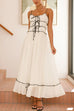 Camilladress Spaghetti Strap Frill Trim Tie Bow Maxi Dress