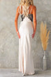 Camilladress V Neck Adjustable Strap Lace Splice Maxi Party Dress