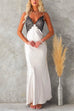 Camilladress V Neck Adjustable Strap Lace Splice Maxi Party Dress