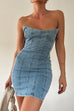 Camilladress Strapless Tube Top Denim Mini Bodycon Dress