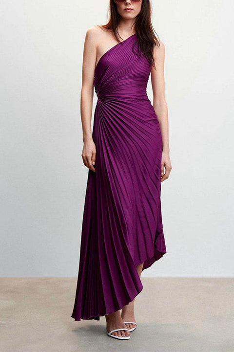 Camilladress Sleeveless One Shoulder Cut Out Maxi Pleated Party Dress