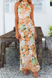 Camilladress Tie Neck Backless Floral Printed Maxi Flowy Dress